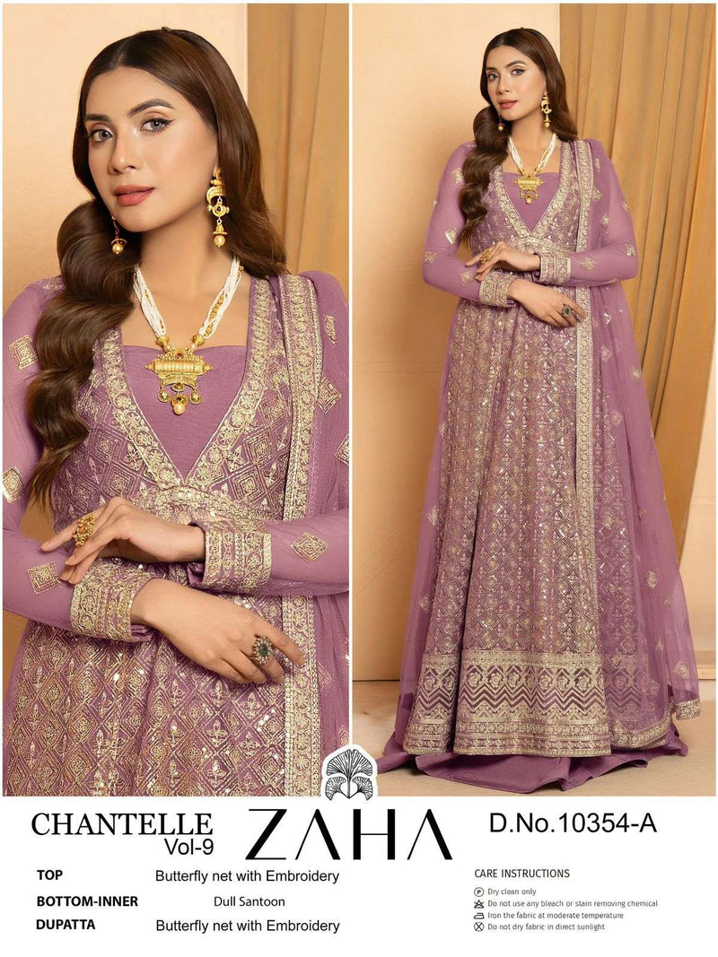 Zaha Chantelle Vol 8 Butter Fly Net Heavy Embroidered Party Wear Suit