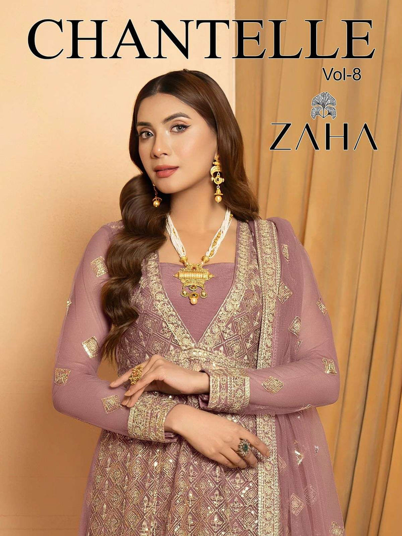 Zaha Chantelle Vol 8 Butter Fly Net Heavy Embroidered Party Wear Suit