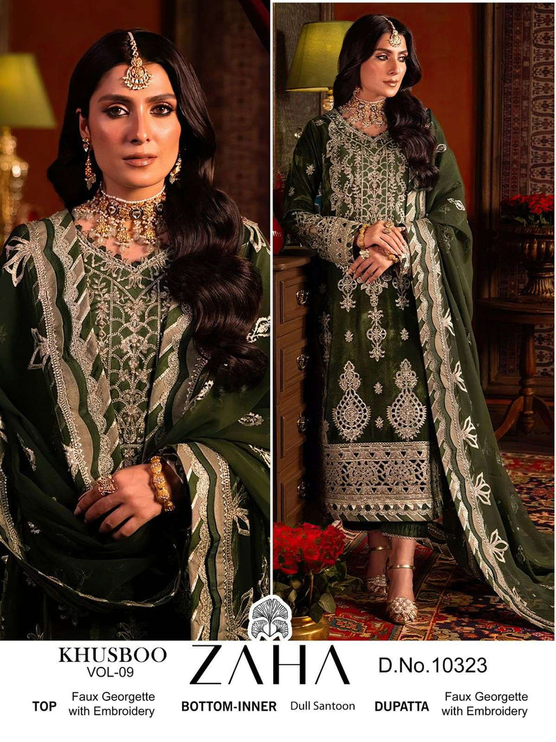 Zaha Khusboo Vol 9 Georgette With Heavy Embroidered Heavy Designer Semi Stitched Salwar Suit