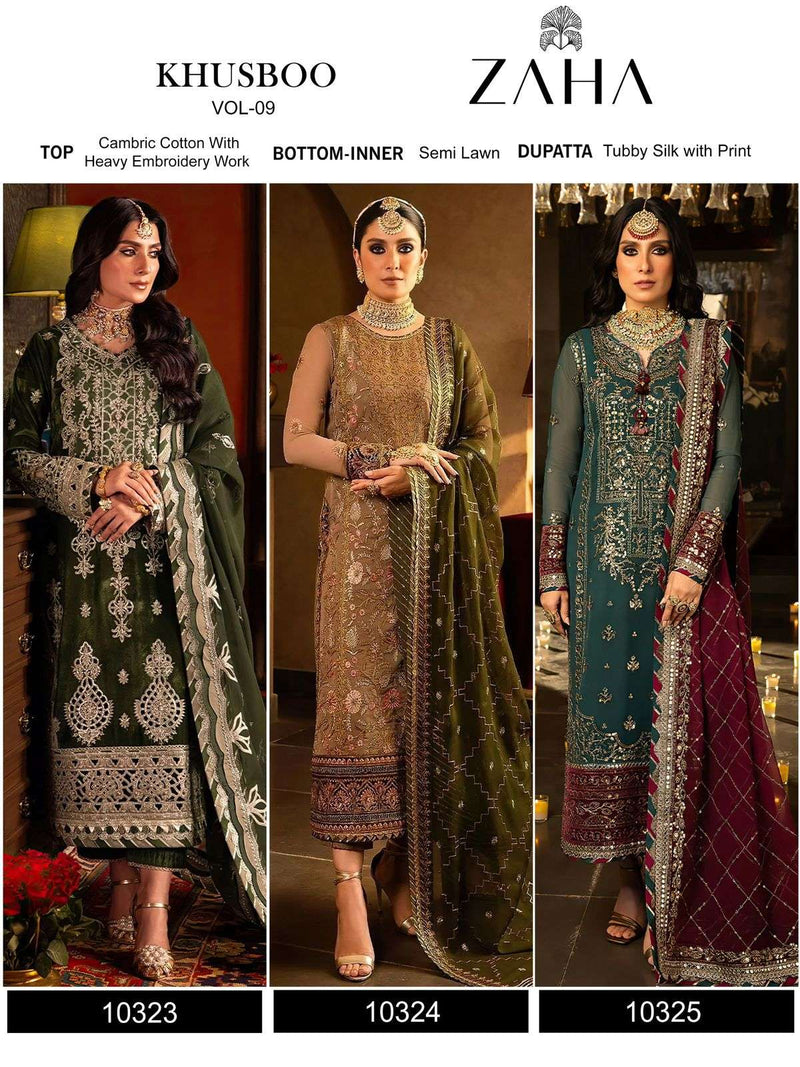 Zaha Khusboo Vol 9 Georgette With Heavy Embroidered Heavy Designer Semi Stitched Salwar Suit