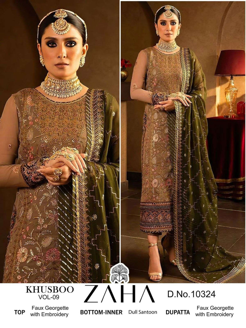 Zaha Khusboo Vol 9 Georgette With Heavy Embroidered Heavy Designer Semi Stitched Salwar Suit