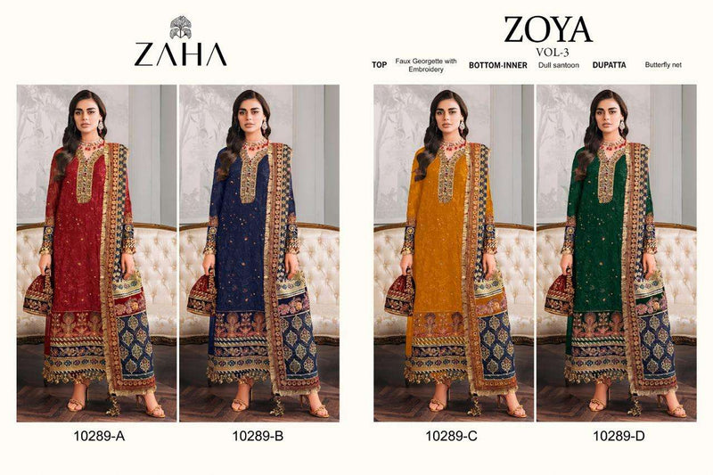 Zaha Zoya Vol 3 Georgette Heavy Embroidered Designer Salwar Kameez