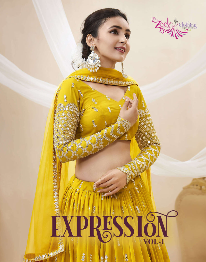 Zeel Clothing Expression Vol 1 Georgette Designer Wedding Wear Lehenga Collection