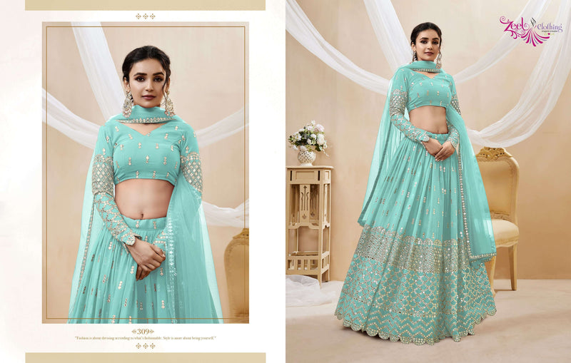 Zeel Clothing Expression Vol 1 Georgette Designer Wedding Wear Lehenga Collection