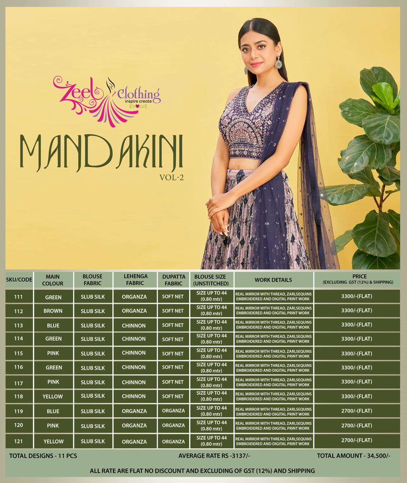 Zeel Clothing Mandakini Vol 2 Organza Designer Party Wear Lehenga Choli