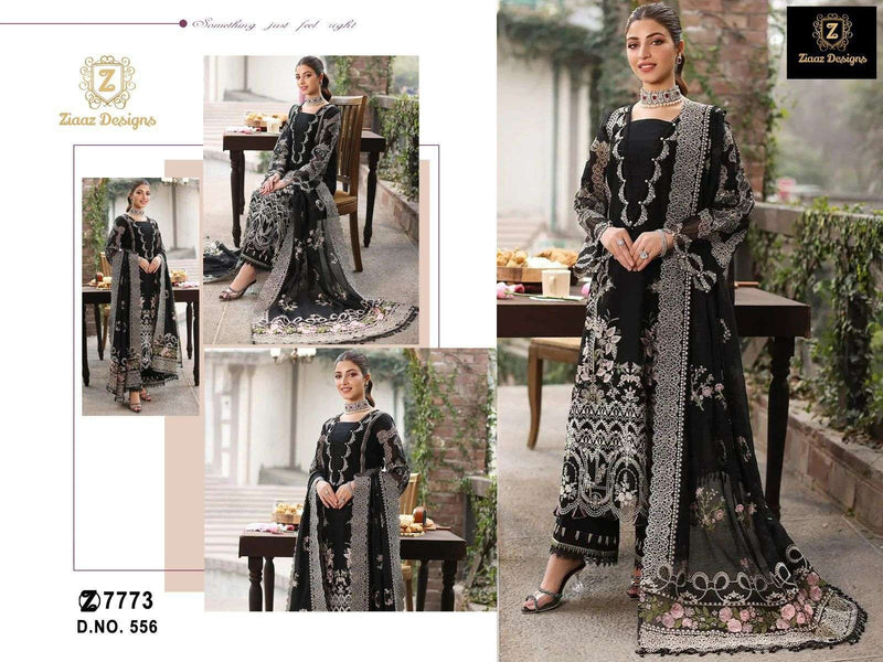 Ziaaz Designs Code No 556 Rayon Cotton Heavy Work Fancy Salwar Kameez