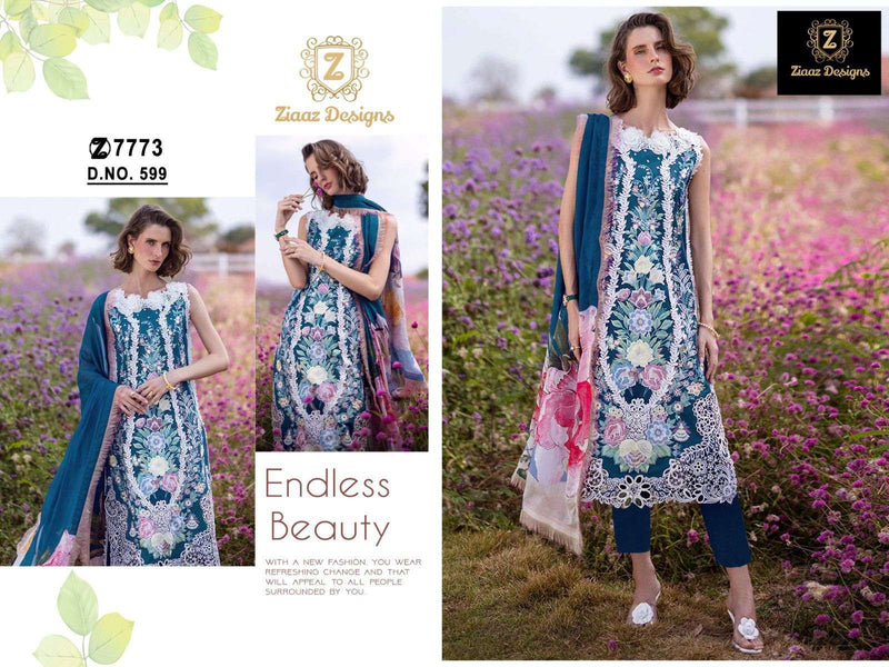 Ziaaz Designs Code No 599 Rayon Cotton Heavy Work Party Wear Salwar Kameez