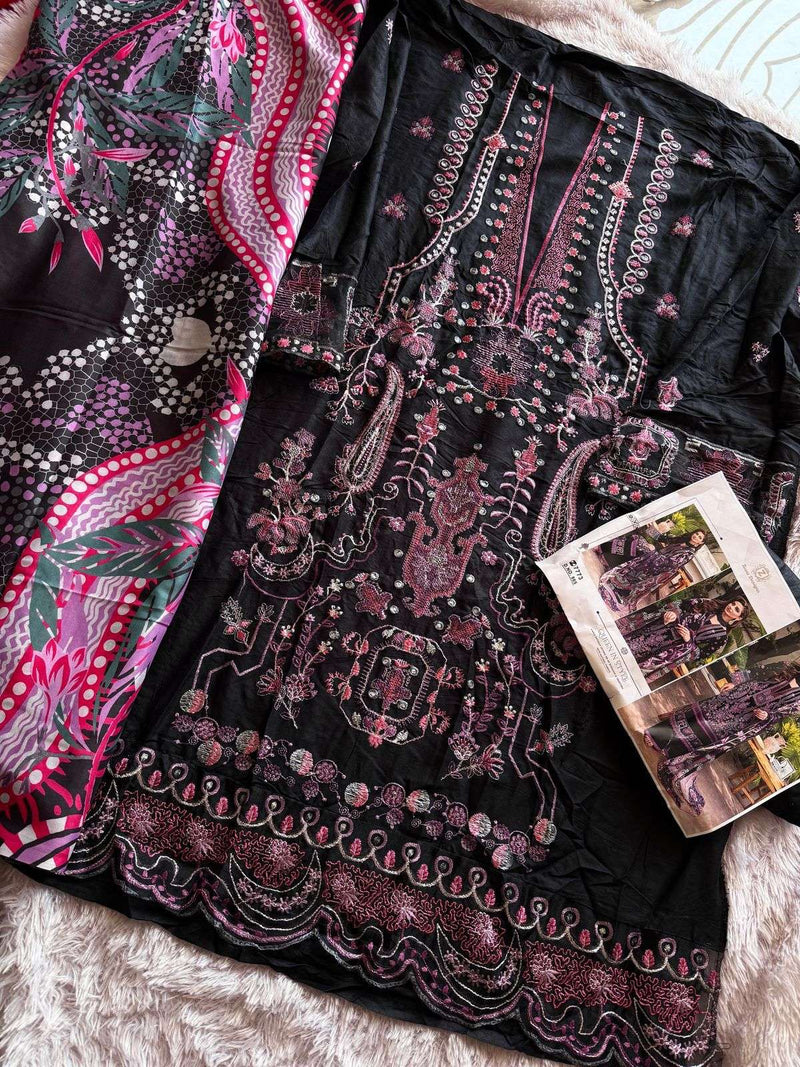 Ziaaz Designs 865 & 872 Collection – Semi Stitched Cotton Cambric Embroidered Suit Set