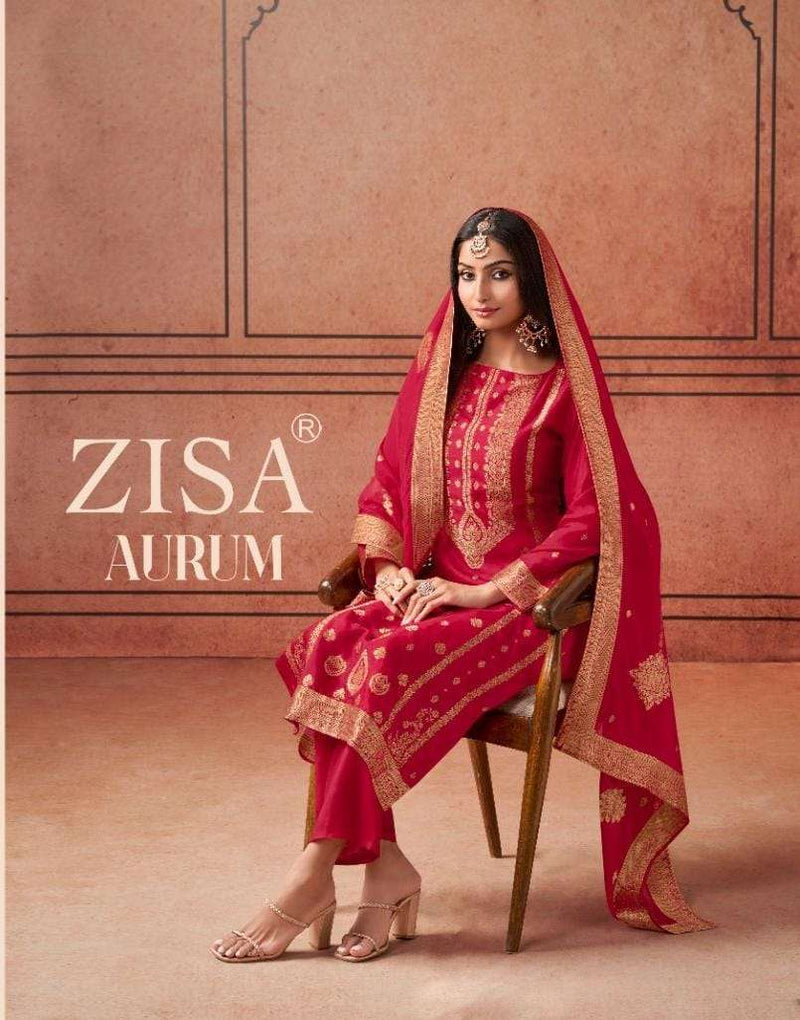 Zisa Aurum Silk Jacquard Wedding Wear Designer Suit