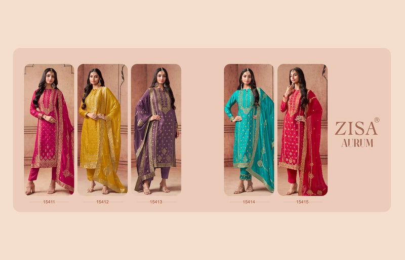 Zisa Aurum Silk Jacquard Wedding Wear Designer Suit