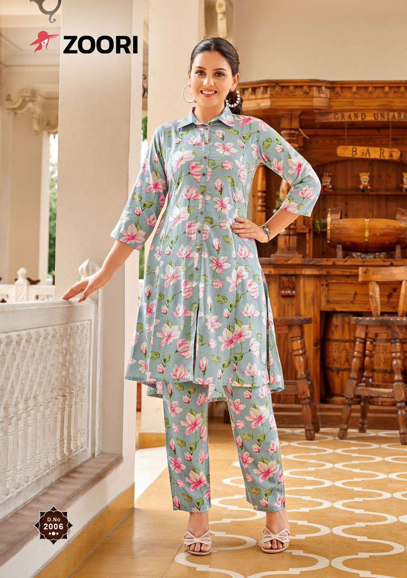 Zoori Shifra Rayon Print Casual Wear Fancy Co Ord Set