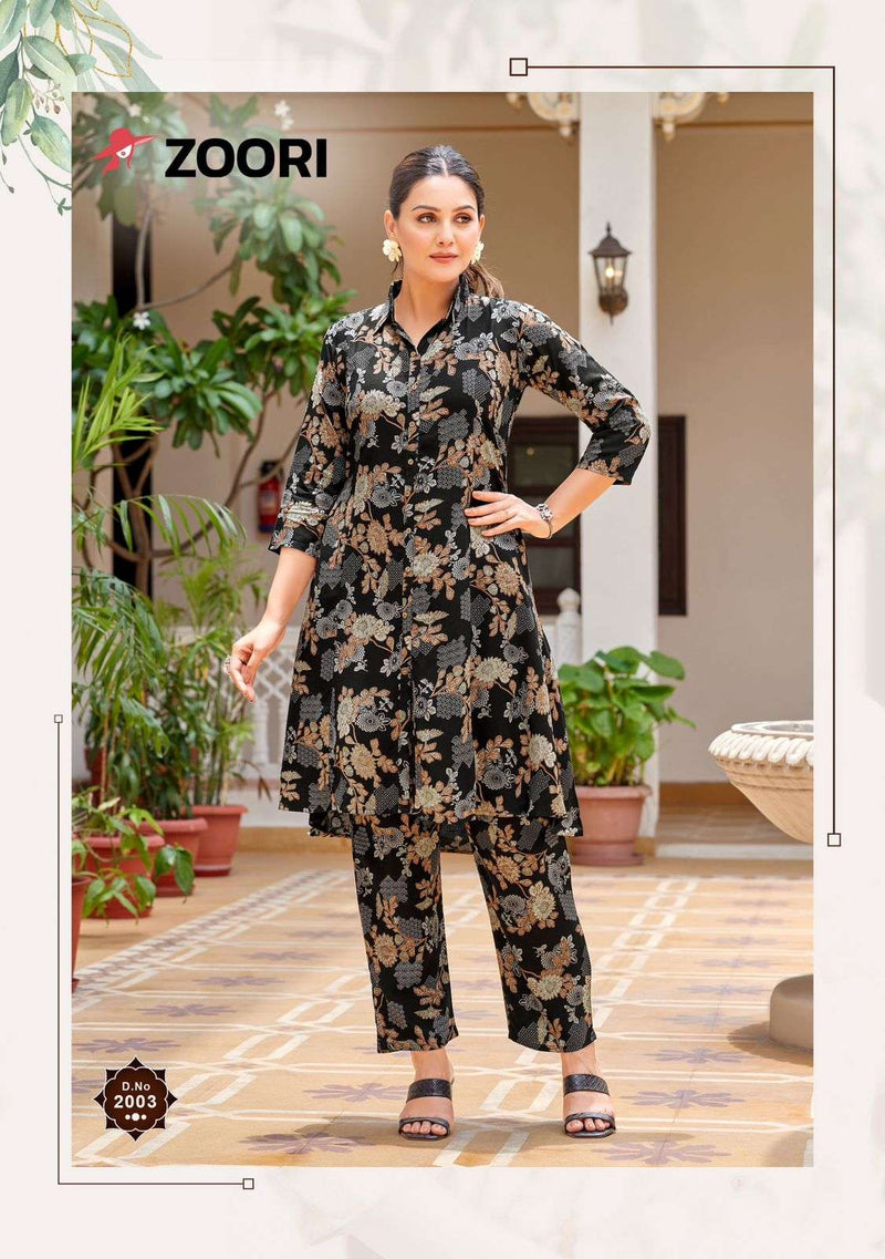 Zoori Shifra Rayon Print Casual Wear Fancy Co Ord Set