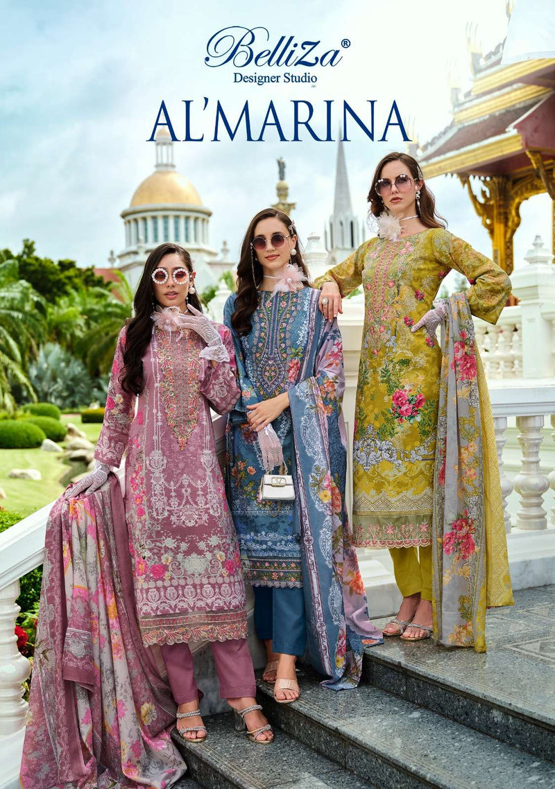 Zulfat Designer Suits Al Marina Cotton Digital Print Heavy Embroidery Fancy Suit