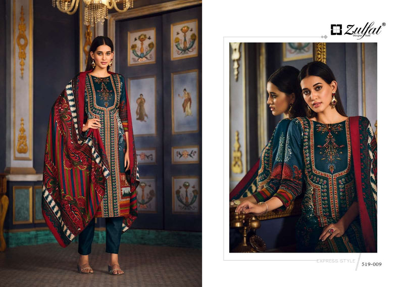 Zulfat Designer Suits Firdaus Wool Pashmina Designer Party Wear Suit