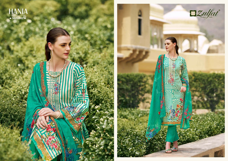 Zulfat Designer Suits Hania Cotton Exclusive Designer Print Embroidery Work Fancy Salwar Suit