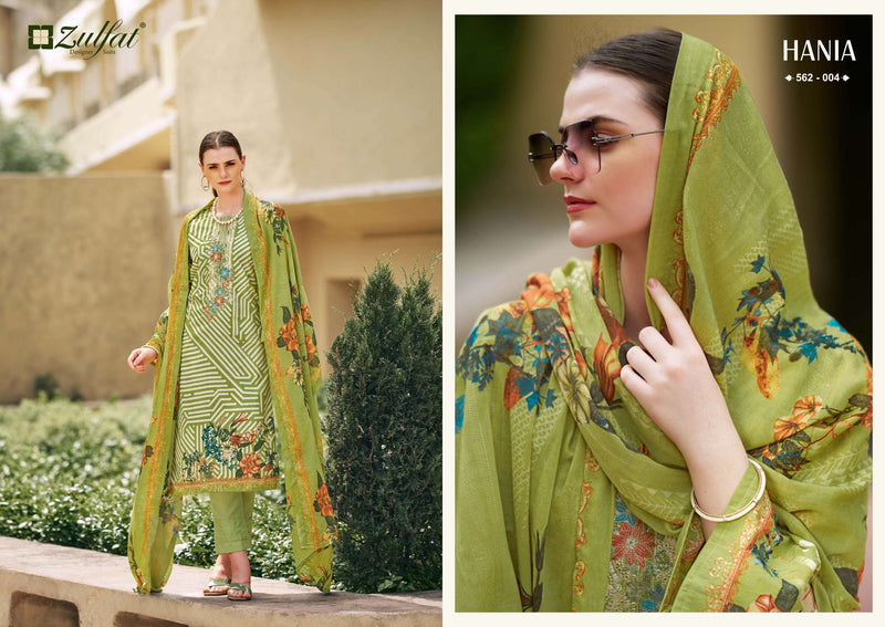 Zulfat Designer Suits Hania Cotton Exclusive Designer Print Embroidery Work Fancy Salwar Suit