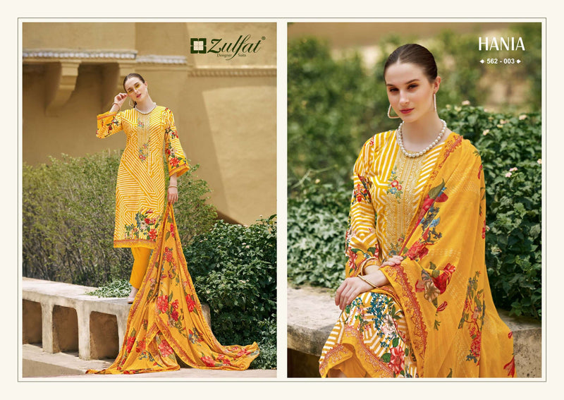 Zulfat Designer Suits Hania Cotton Exclusive Designer Print Embroidery Work Fancy Salwar Suit