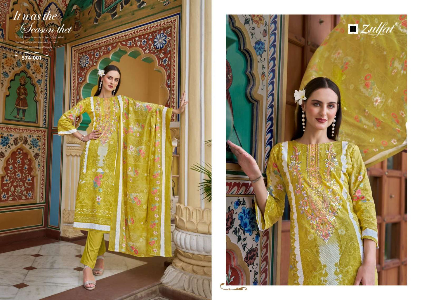 Zulfat Designer Suits Shabad Cotton Designer Print Embroidery Work Fancy Salwar Suit