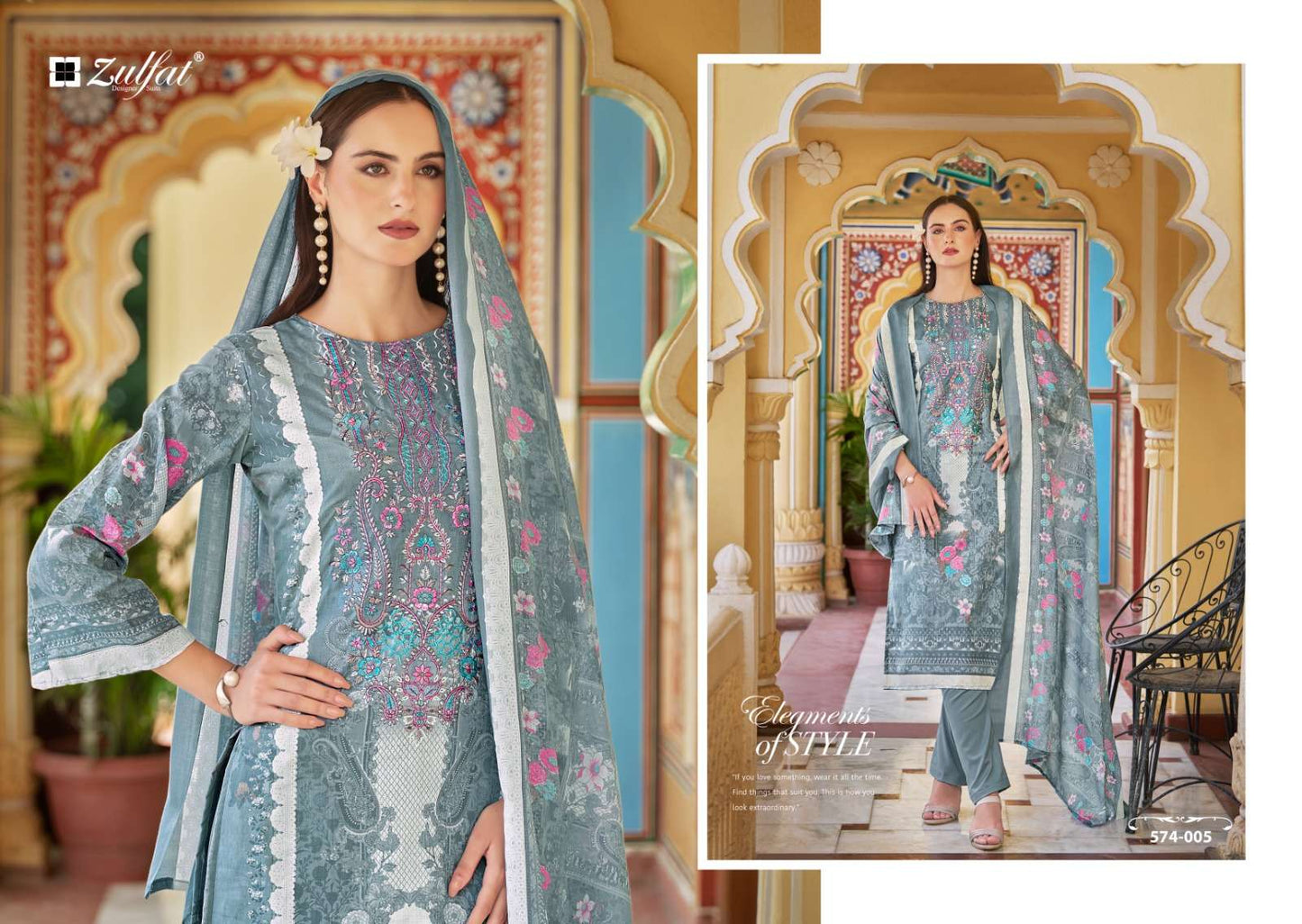 Zulfat Designer Suits Shabad Cotton Designer Print Embroidery Work Fancy Salwar Suit