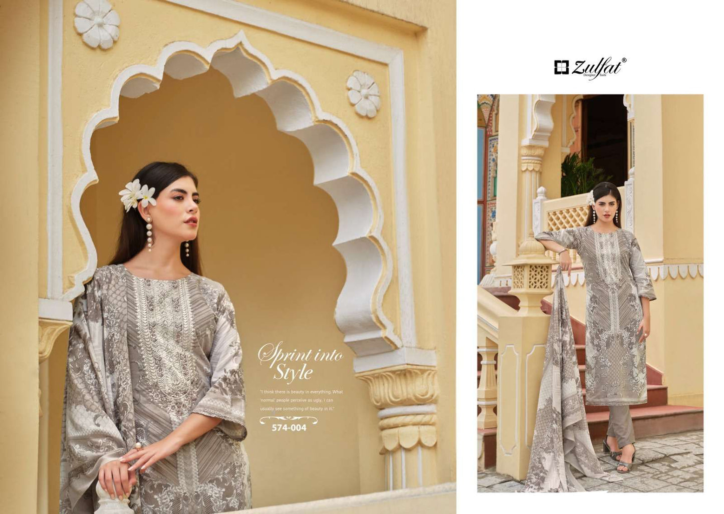 Zulfat Designer Suits Shabad Cotton Designer Print Embroidery Work Fancy Salwar Suit