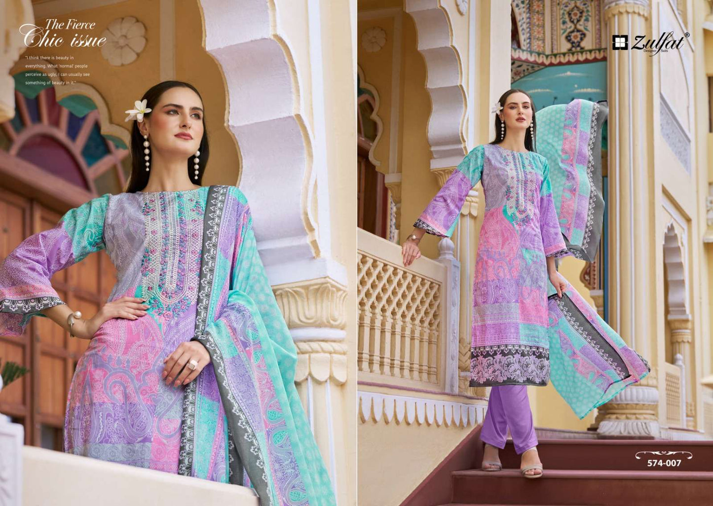 Zulfat Designer Suits Shabad Cotton Designer Print Embroidery Work Fancy Salwar Suit