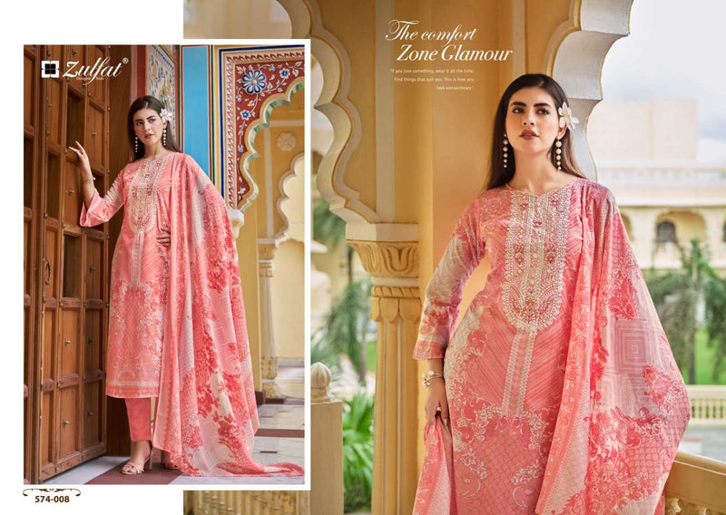 Zulfat Designer Suits Shabad Cotton Designer Print Embroidery Work Fancy Salwar Suit