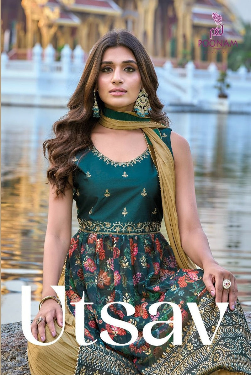 Poonam Designer Utsav Pure Georgette Nayra Cut Stylish Designer Partywear Kurti