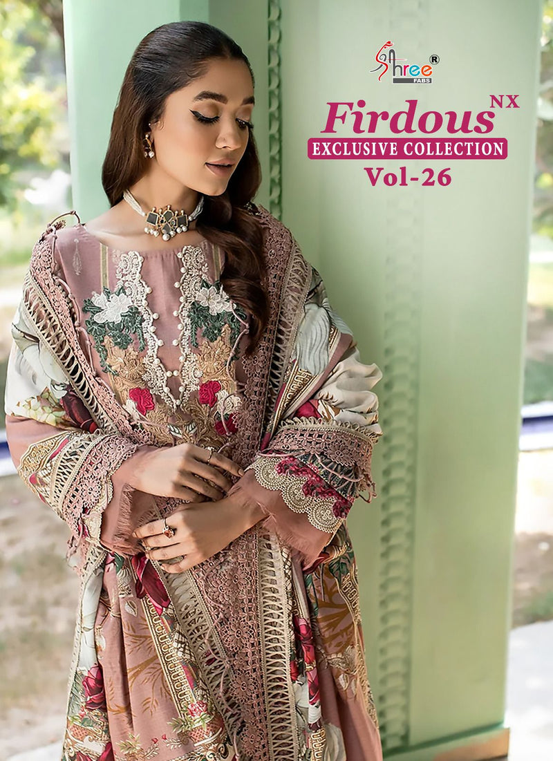 Shree Fabs Frirdous Exclusive Collection Vol 26 NX Pure Cotton Print With Exclusive Patches Work  Pakistani Salwar Suit