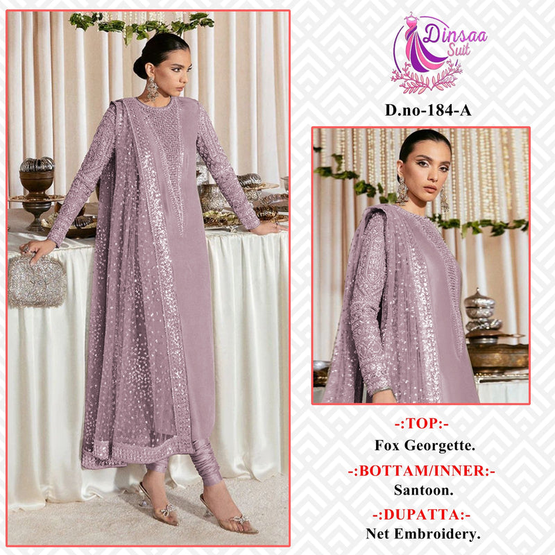 Dinsaa Suit DS 184 Georgette Embroidery Work Partywear Designer Salwar Kameez