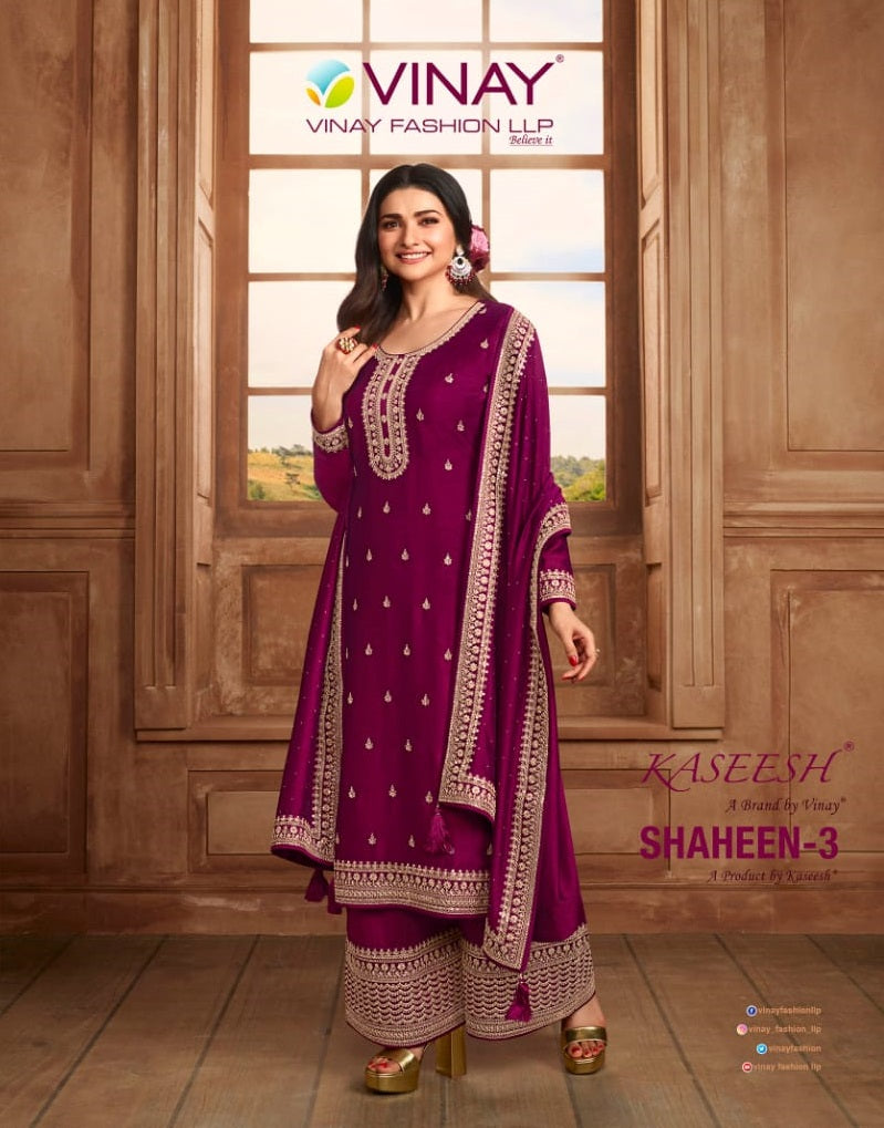 Vinay Fashion Kaseesh Shaheen Vol 3 Hit List Embroidered Silk Georgette Partywear Designer Salwar Suit