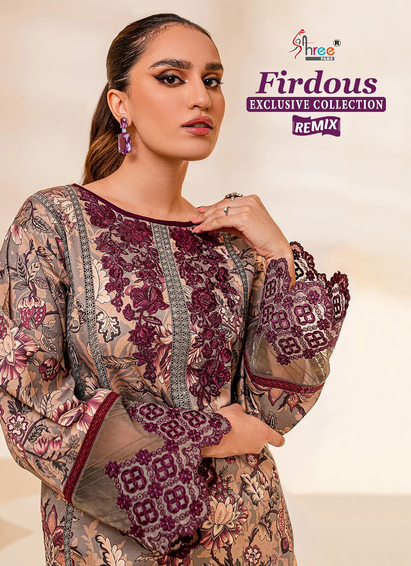 Shree Fabs Firdous Exclusive Collection Remix Pure Cotton Print Exclusive Embroidery Patch Work Pakistani Salwar Suits