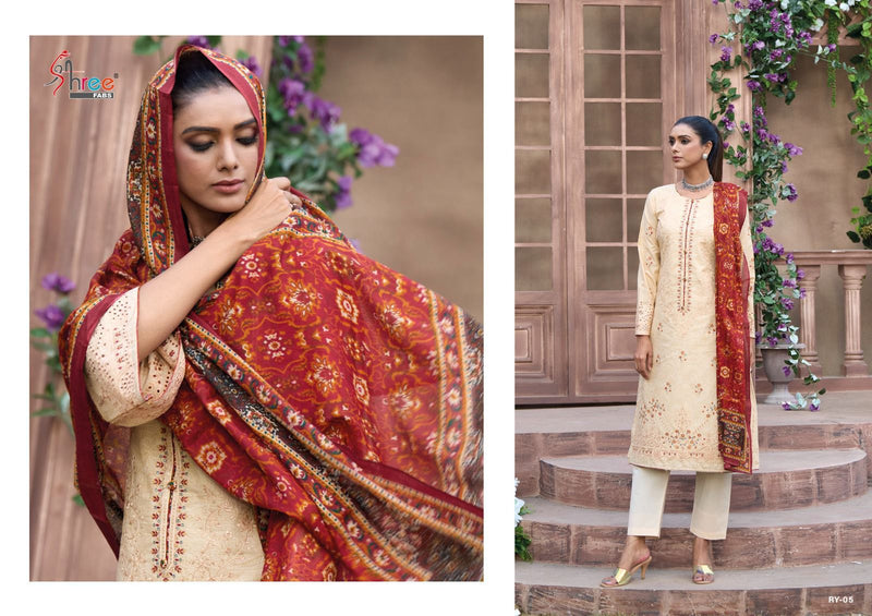 Shree Fabs Riwayat Vol 1 Pure Lawn Cotton Print Exclusive Self Embroidery Fancy Partywear Designer Salwar Suit