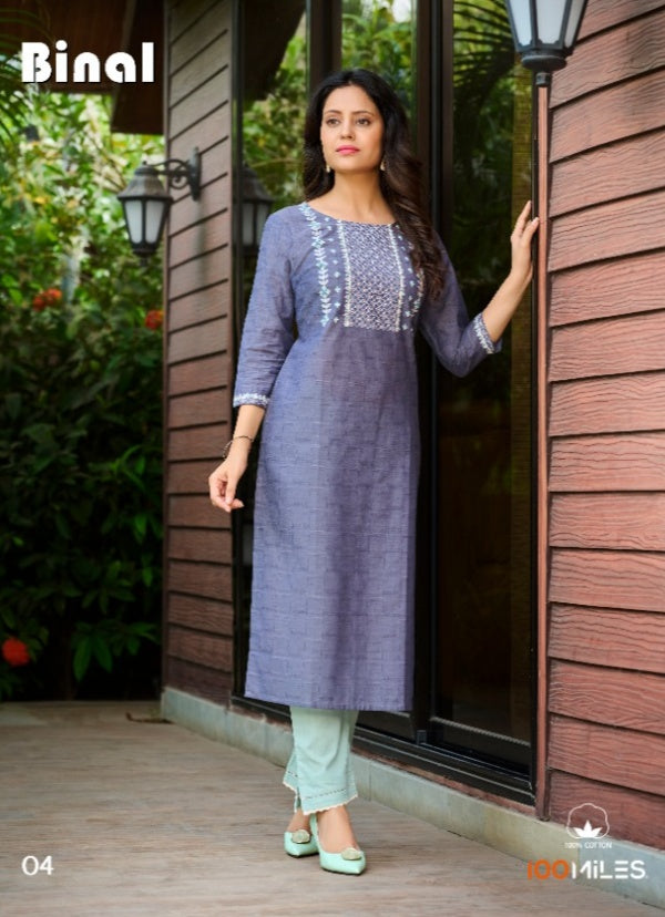 100 Miles Binal Pure Cotton With Decent Look Stylish Designer Casual Wear Fancy Kurti