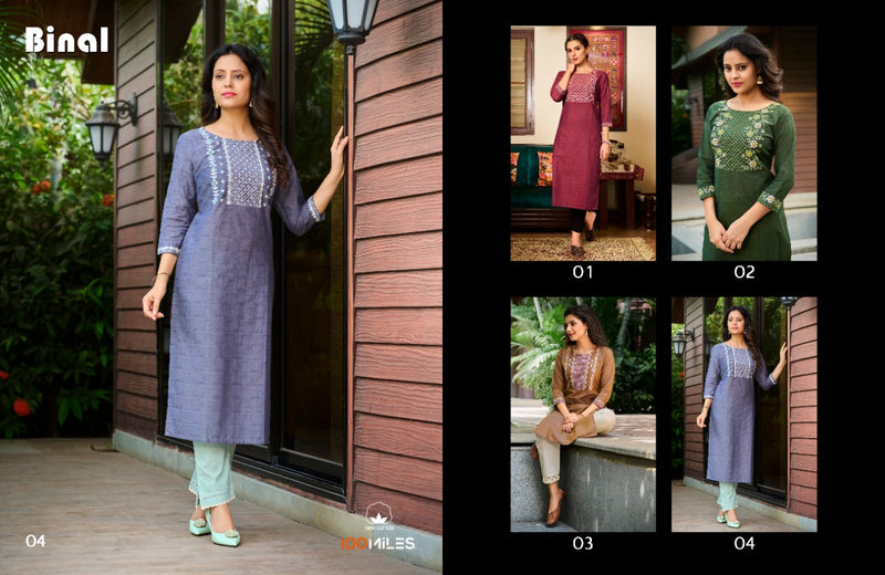 100 Miles Binal Pure Cotton With Decent Look Stylish Designer Casual Wear Fancy Kurti