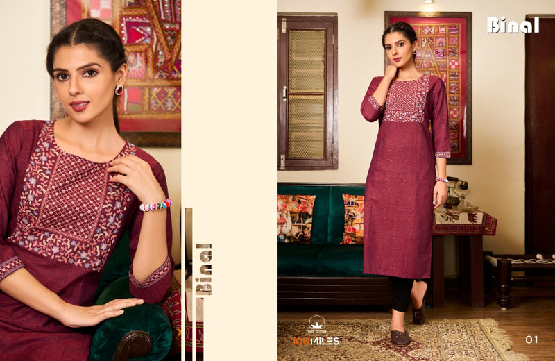 100 Miles Binal Pure Cotton With Decent Look Stylish Designer Casual Wear Fancy Kurti