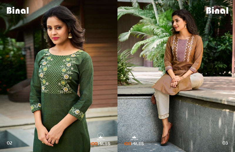 100 Miles Binal Pure Cotton With Decent Look Stylish Designer Casual Wear Fancy Kurti