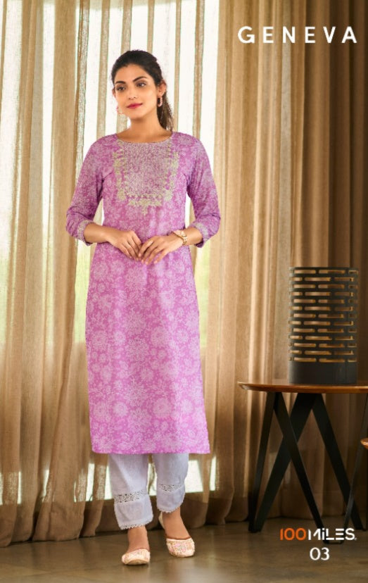 100 Mills Geneva Georgette With Chikankari Printed work Stylisj Designer Casual Wear Fancy Kurti