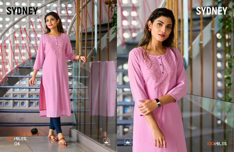 100 Miles Sydney Georgette With Chikankari Work Stylish Designer Classic Trendy Look Kurti