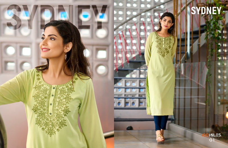 100 Miles Sydney Georgette With Chikankari Work Stylish Designer Classic Trendy Look Kurti