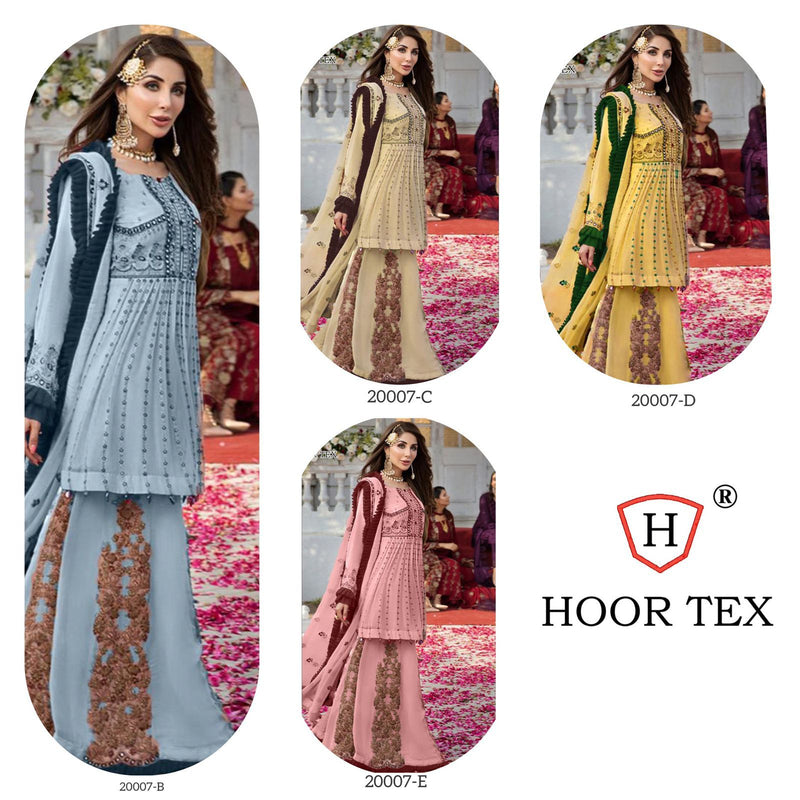 Hoor Tex D No 2007 Fox Georgette Heavy Embroidery Mirror Work Pakistani Kurti