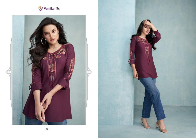 Vamika Nx Jaara Heavy Rayon Embroidery Work Casual Wear Kurti