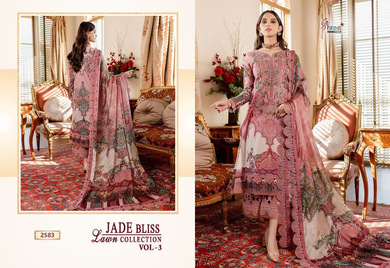 Shree Fabs Jade Bliss Lawn Collection Vol 3 Pure Cotton Print Exclusive Embroidery Patches Designer Pakistani Salwar Suit