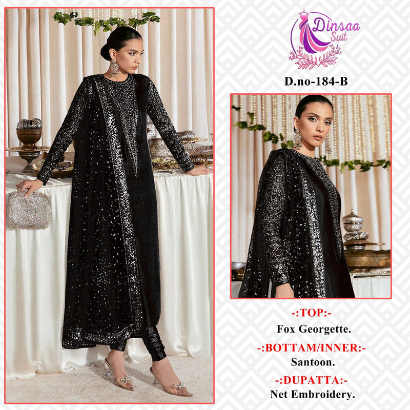 Dinsaa Suit DS 184 Georgette Embroidery Work Partywear Designer Salwar Kameez