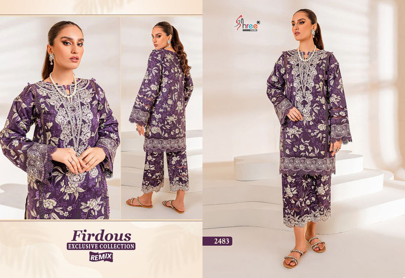 Shree Fabs Firdous Exclusive Collection Remix Pure Cotton Print Exclusive Embroidery Patch Stylish Pakistani Salwar Suit