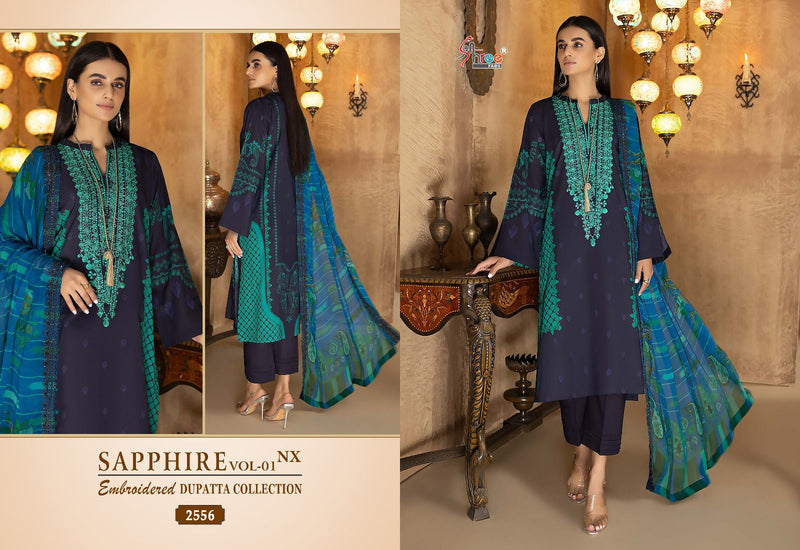 Shree Fabs Sapphire Vol 1 Nx Pure Cotton Print Self Embroidery Designer Pakistani Salwar Kameez