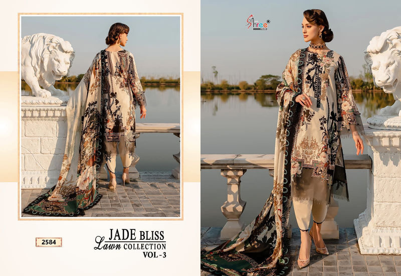 Shree Fabs Jade Bliss Lawn Collection Vol 3 Pure Cotton Print Exclusive Embroidery Patches Designer Pakistani Salwar Suit