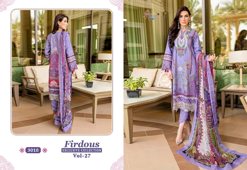 Shree Fabs Firdous Exclusive Collection Vol 27 Pure Cotton Print Exclusive Embroidery Patches Pakistani Salwar Suit