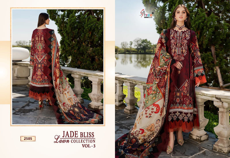 Shree Fabs Jade Bliss Lawn Collection Vol 3 Pure Cotton Print Exclusive Embroidery Patches Designer Pakistani Salwar Suit