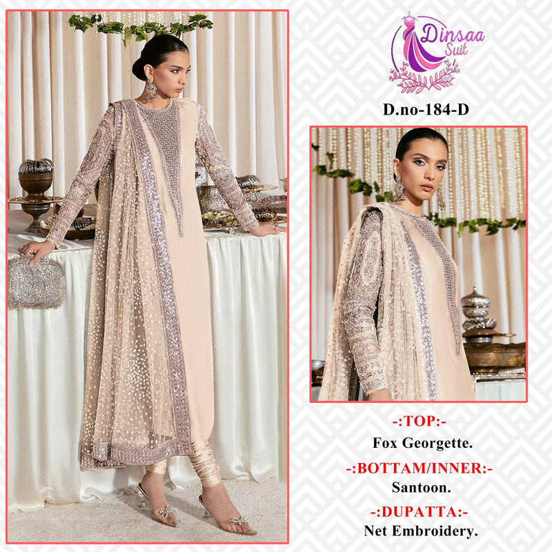 Dinsaa Suit DS 184 Georgette Embroidery Work Partywear Designer Salwar Kameez