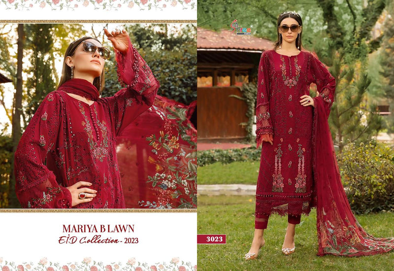 Shree Fabs Mariya B Lawn Eid Collection 2023 Pure Lawn Cotton Exclusive Heavy Self Embroidery Patch Pakistani Salwar Suit